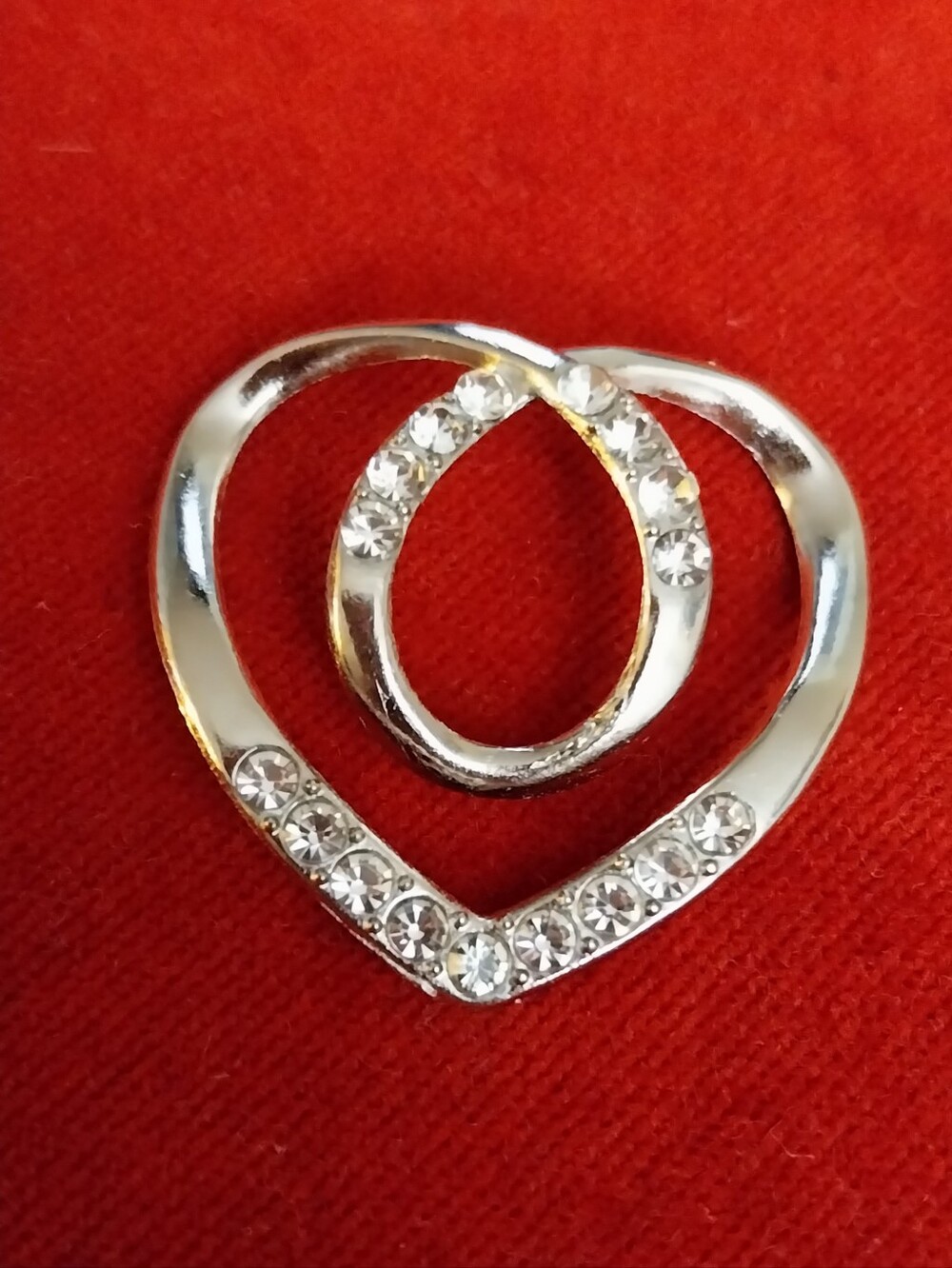 Silver Crystal Heart Scarf Ring
